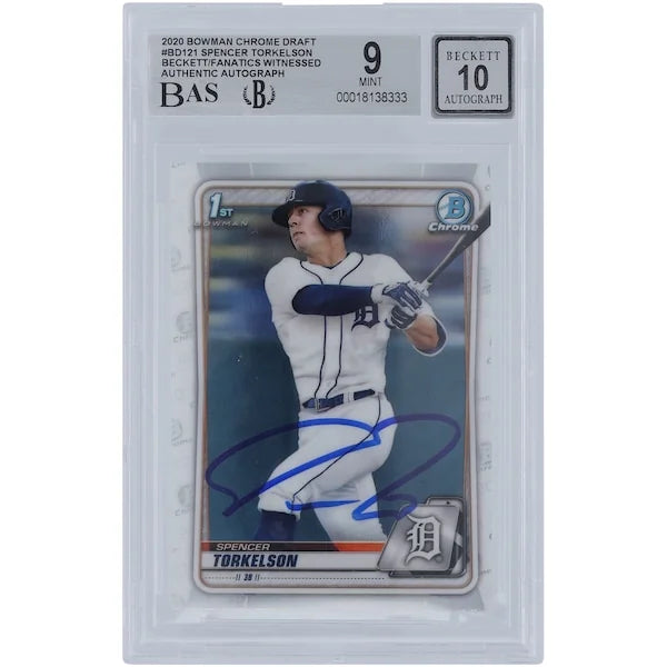 Spencer Torkelson Signed 2020 Bowman Chrome Draft #BD-121 | Graded 9