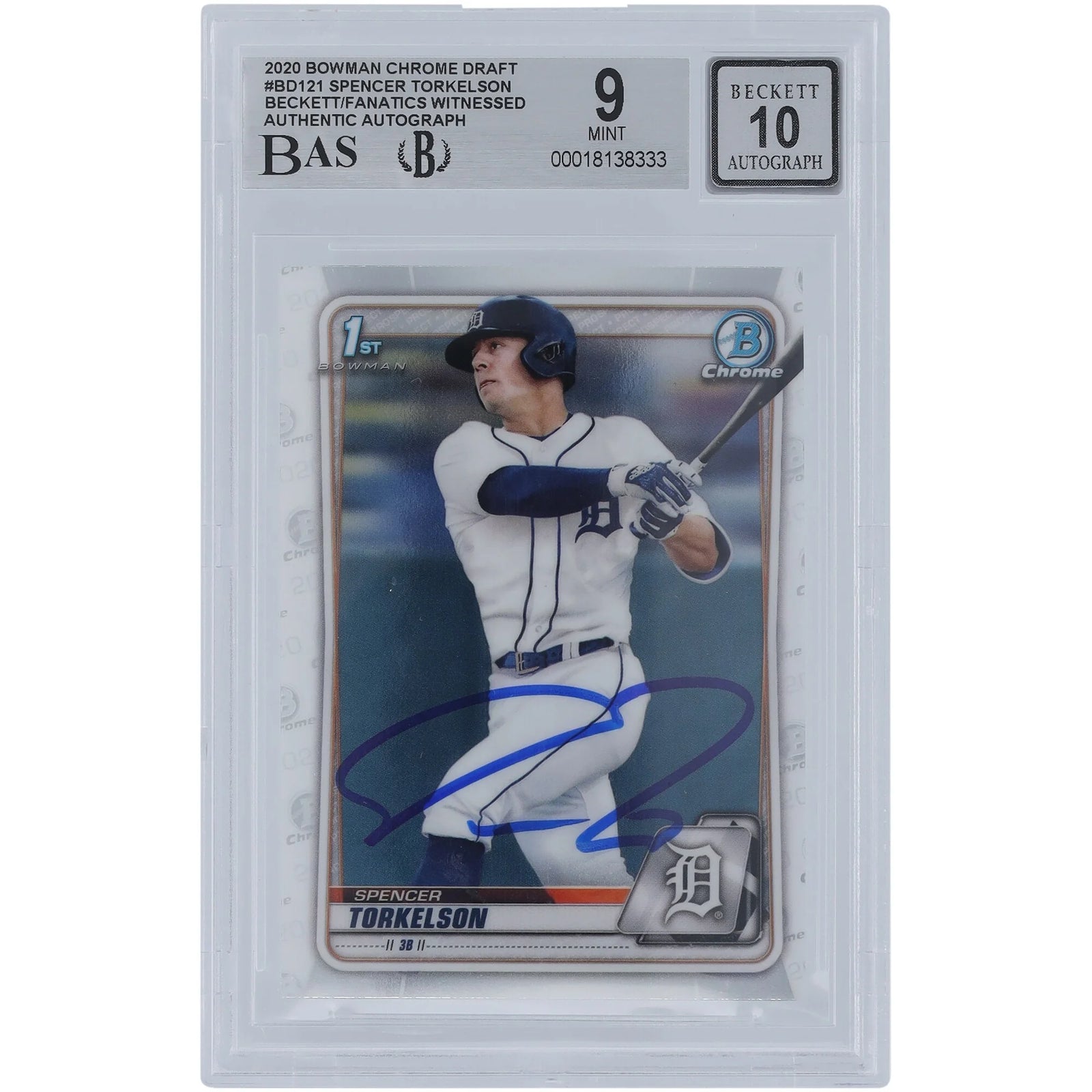 Spencer Torkelson Signed 2020 Bowman Chrome Draft #BD-121 | Graded 9
