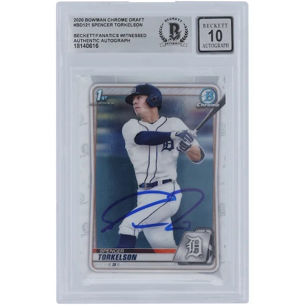 Spencer Torkelson Signed 2020 Bowman Chrome Draft #BD-121 | Graded 10