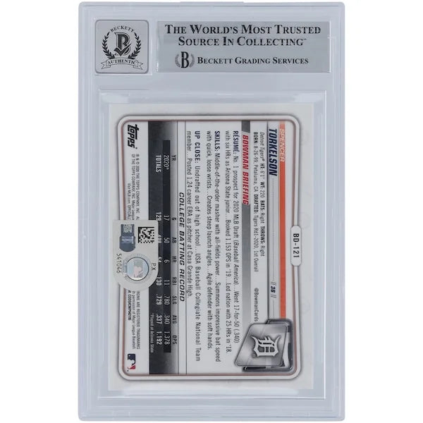 Spencer Torkelson Signed 2020 Bowman Chrome Draft #BD-121 | Graded 10