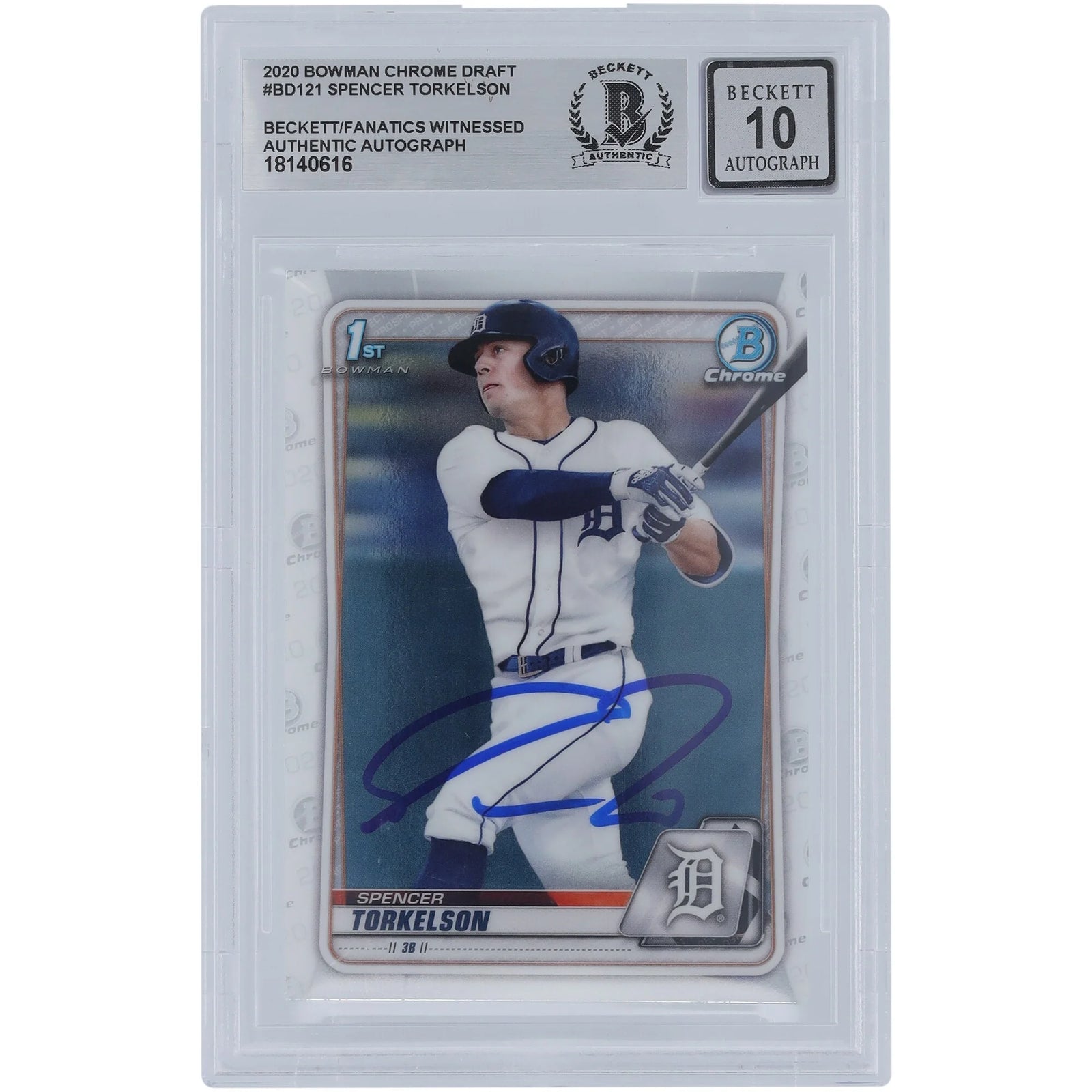 Spencer Torkelson Signed 2020 Bowman Chrome Draft #BD-121 | Graded 10