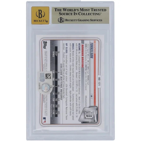 Spencer Torkelson Signed 2020 Bowman Draft #BD-121 | Graded 9.5