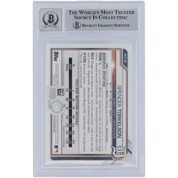 Spencer Torkelson Signed 2021 Bowman 1st Edition Sky Blue Foil #BFE-96 | Graded 10