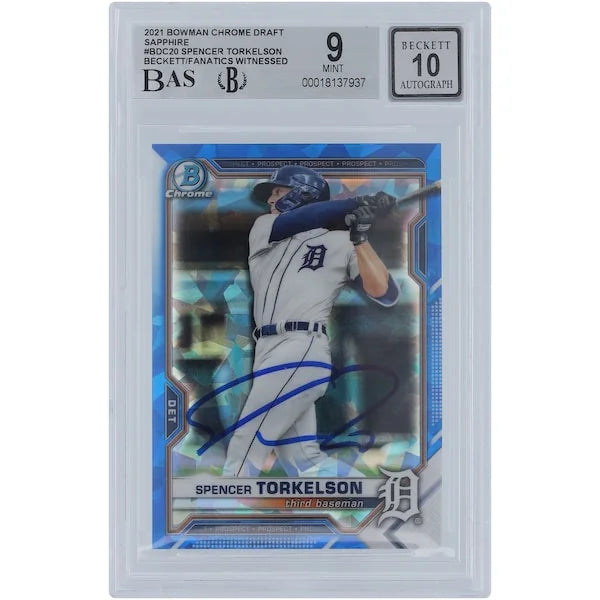 Spencer Torkelson Signed 2021 Bowman Chrome Draft Sapphire #BDC-20 | Graded 9