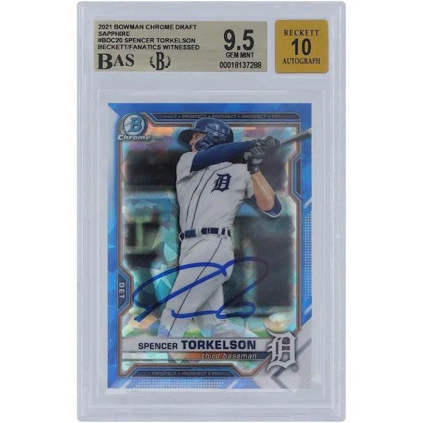 Spencer Torkelson Signed 2021 Bowman Chrome Draft Sapphire #BDC-20 | BGS 9.5