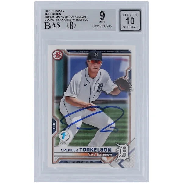 Spencer Torkelson Signed 2021 Bowman 1st Edition #BFE-96 | Graded 9