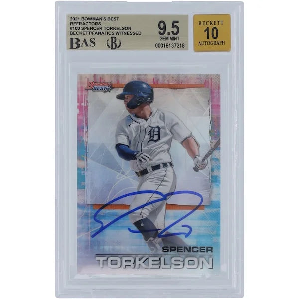 Spencer Torkelson Signed 2021 Bowman's Best Refractors #100 | Graded 9.5