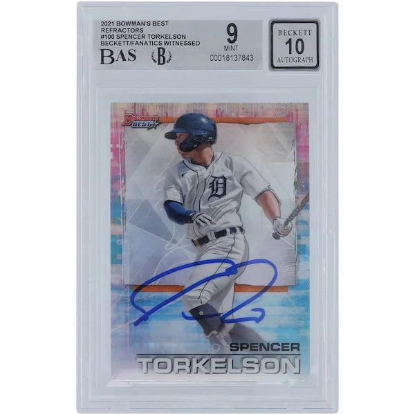 Spencer Torkelson Signed 2021 Bowman's Best Refractors #100 | Beckett 9