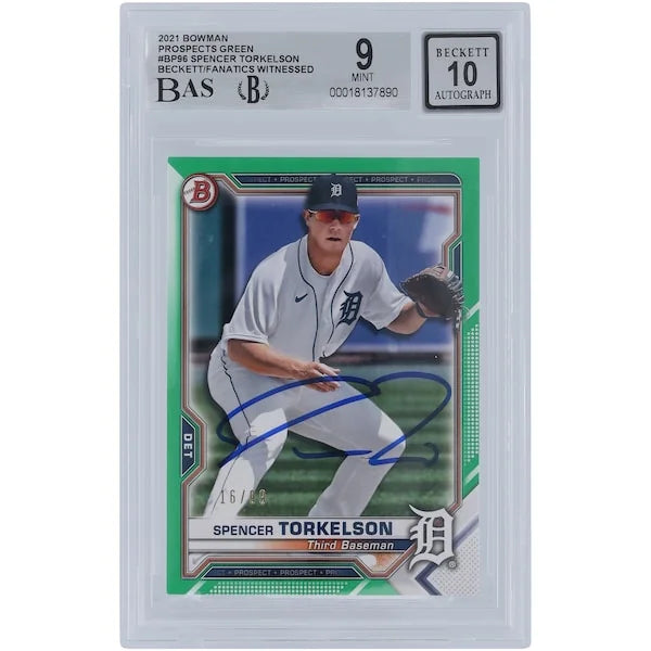 Spencer Torkelson Signed 2021 Bowman Prospects Green Card | #BP-96 /99