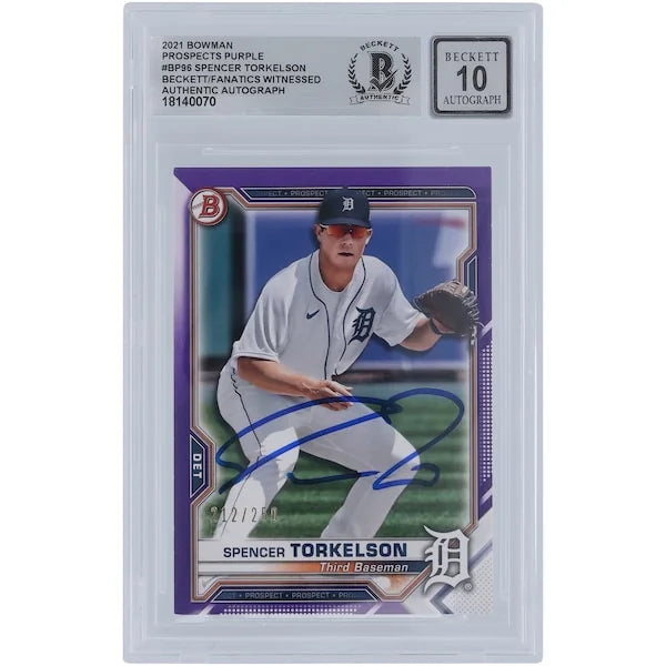 Spencer Torkelson Signed 2021 Bowman Prospects Purple #BP-96 | Graded 10