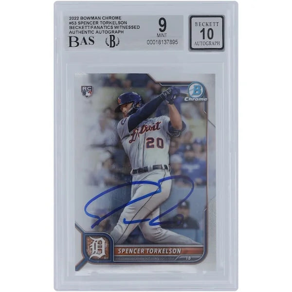 Spencer Torkelson Signed 2022 Bowman Chrome #53 Rookie Card | Graded 9