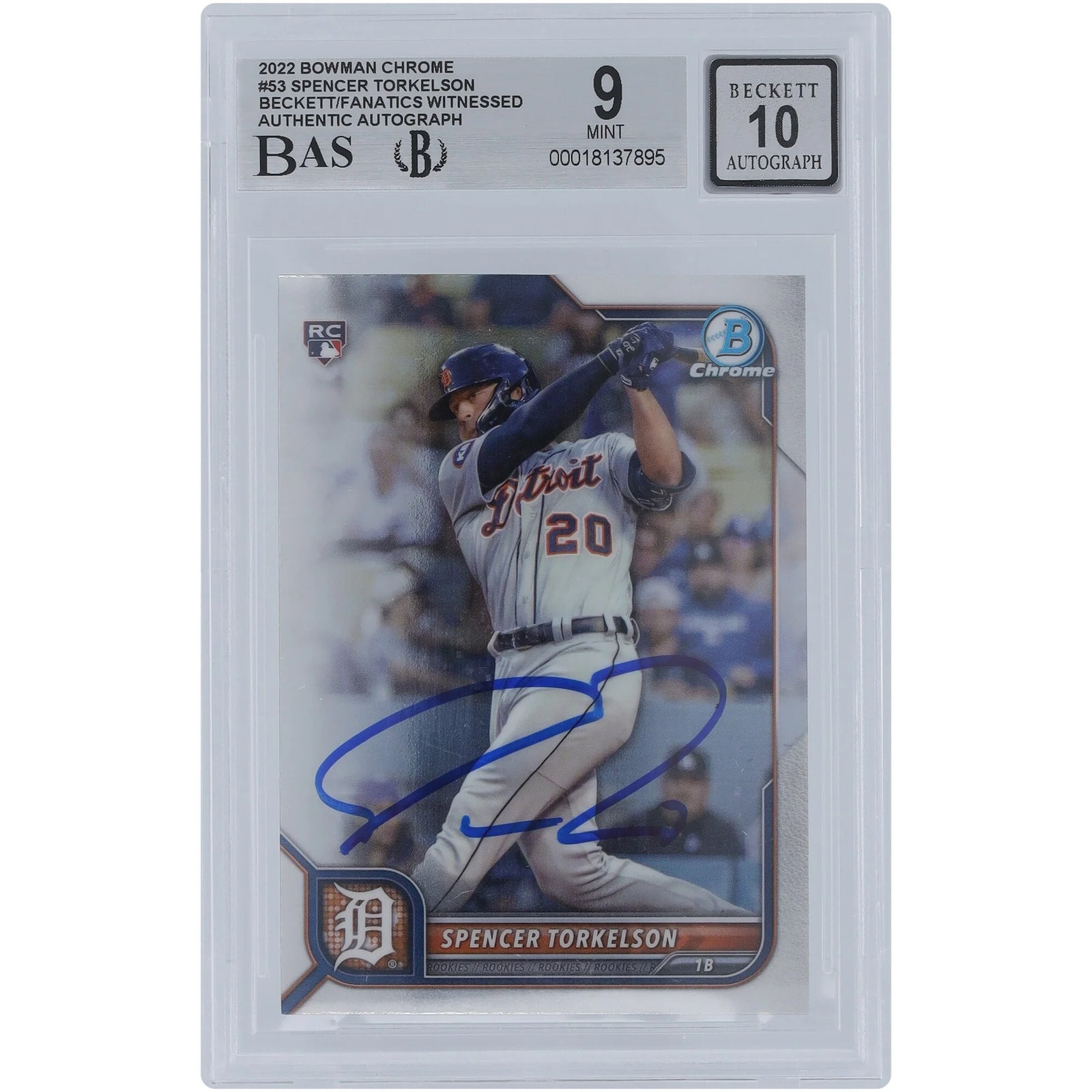 Spencer Torkelson Signed 2022 Bowman Chrome #53 Rookie Card | Graded 9