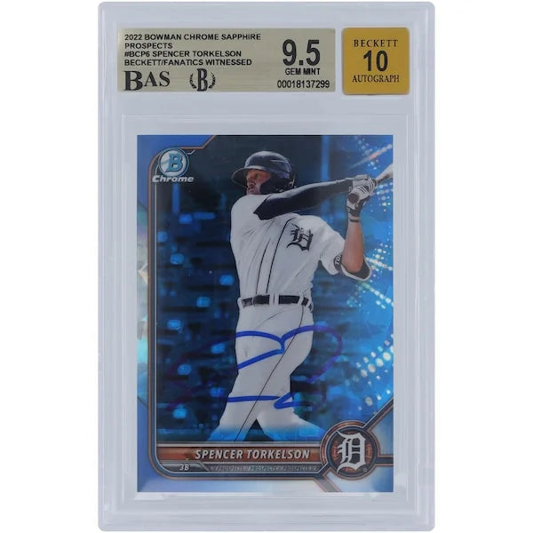 Spencer Torkelson Signed 2022 Bowman Chrome Sapphire #BCP-6 | Graded 9.5