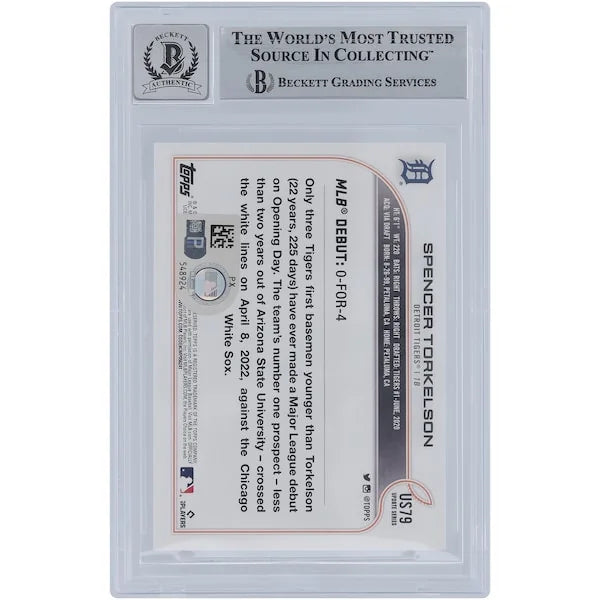 Spencer Torkelson Signed 2022 Topps Update #US79 Rookie Card | Graded 10