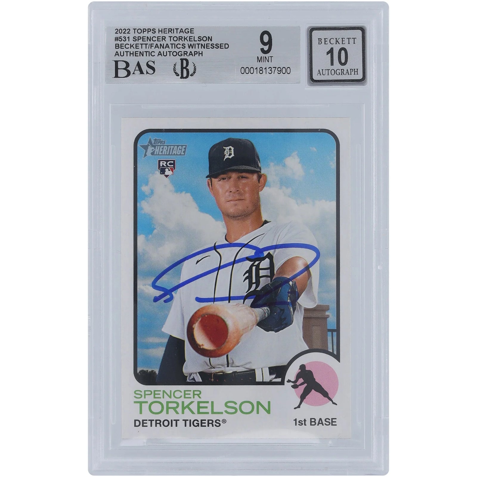Spencer Torkelson Signed 2022 Topps Heritage #531 Rookie Card | Beckett Authenticated