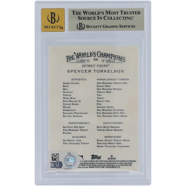 Spencer Torkelson Signed 2022 Topps Allen & Ginter Chrome #208 | Graded 9.5 Rookie Card