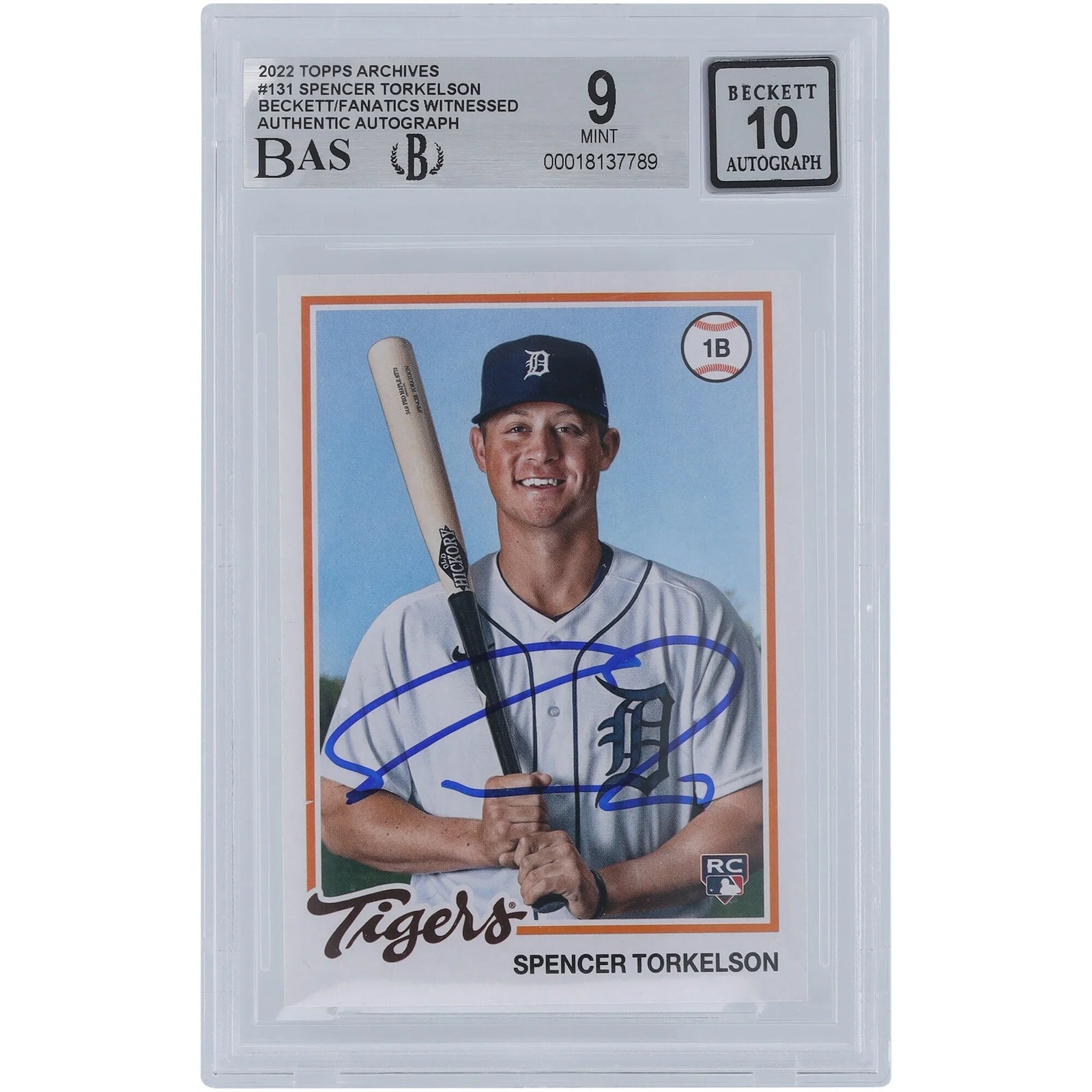 Spencer Torkelson Signed 2022 Topps Archives #131 Rookie Card | Beckett Authenticated 9