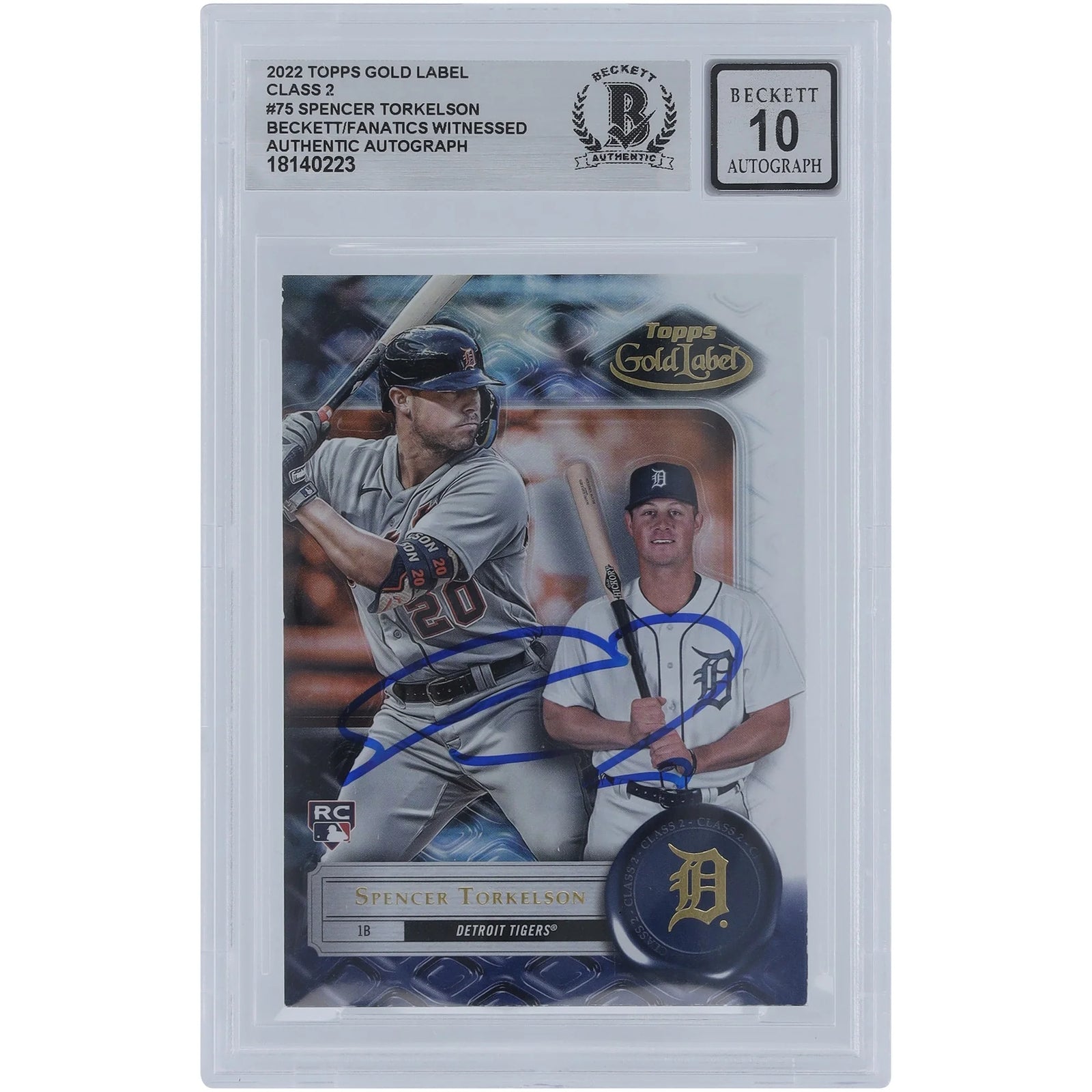 Spencer Torkelson Signed 2022 Topps Gold Label Class 2 #75 Rookie Card | Beckett 10