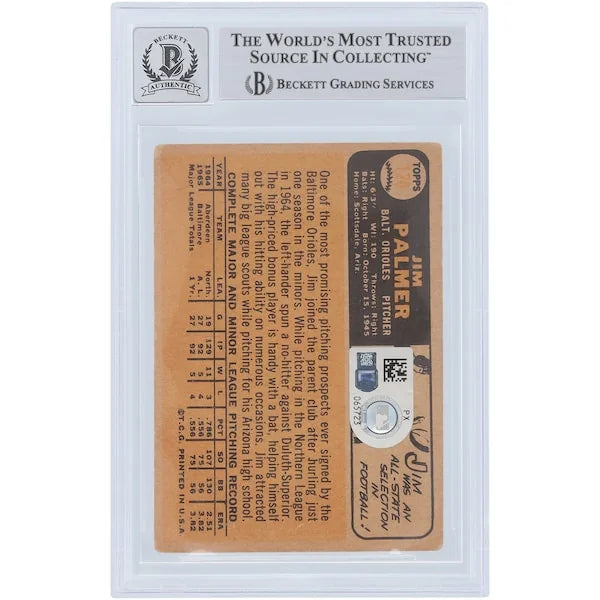 Jim Palmer Signed 1966 Topps #126 Rookie Card | Beckett Graded 10