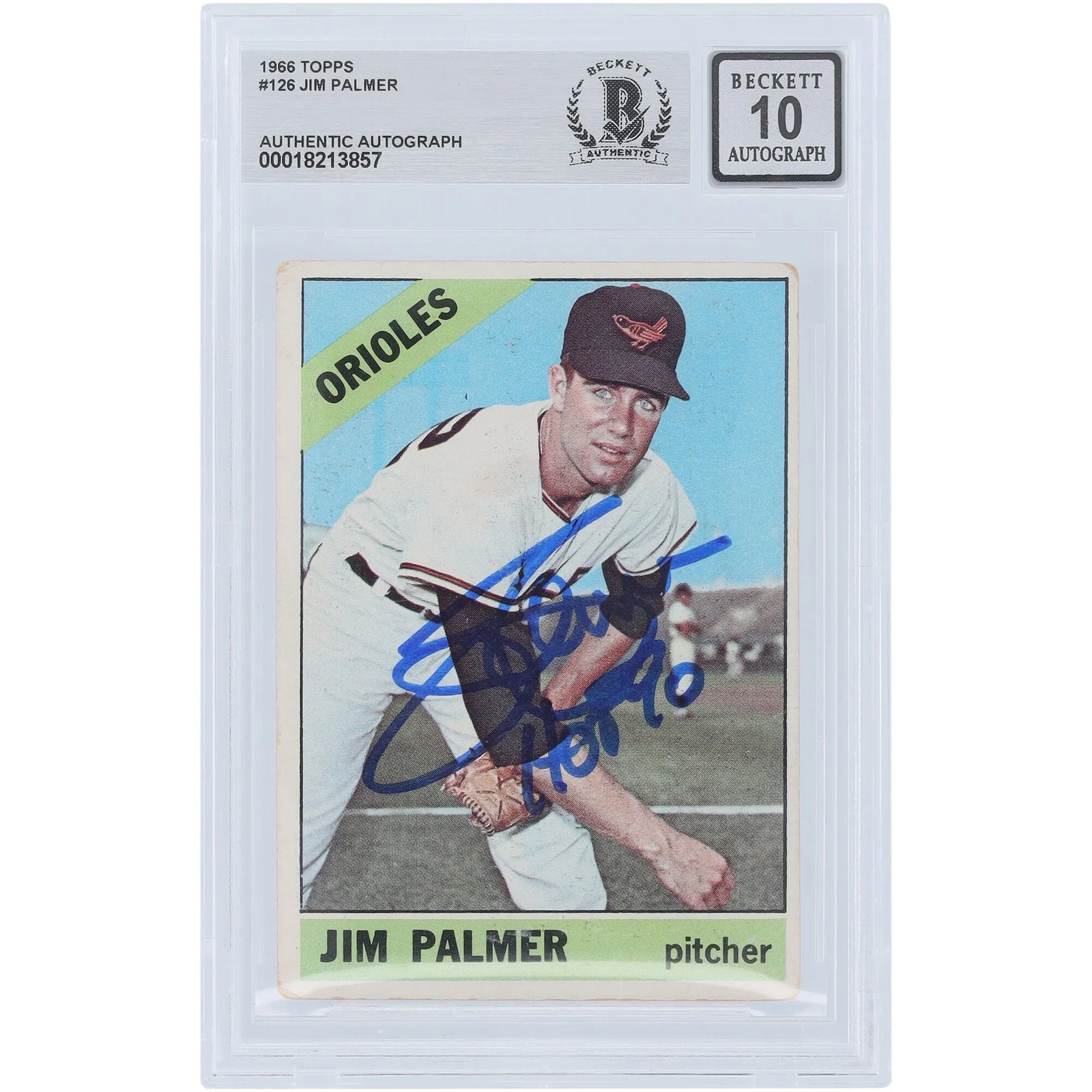 Jim Palmer Signed 1966 Topps #126 Rookie Card | Beckett Graded 10