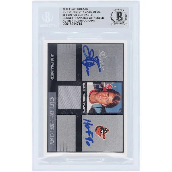 Jim Palmer Signed 2003 Flair Greats Cut of History Card | HOF 90 Inscription