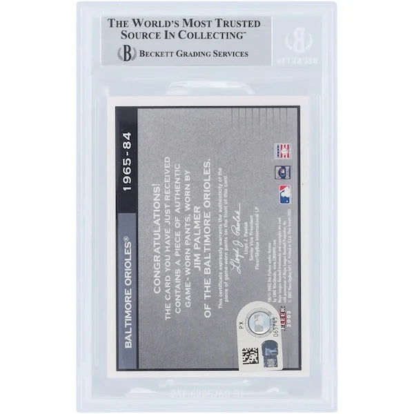 Jim Palmer Signed 2003 Flair Greats Cut of History Card | HOF 90 Inscription