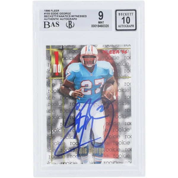 Eddie George Signed 1996 Fleer #155 Rookie Card | Houston Oilers