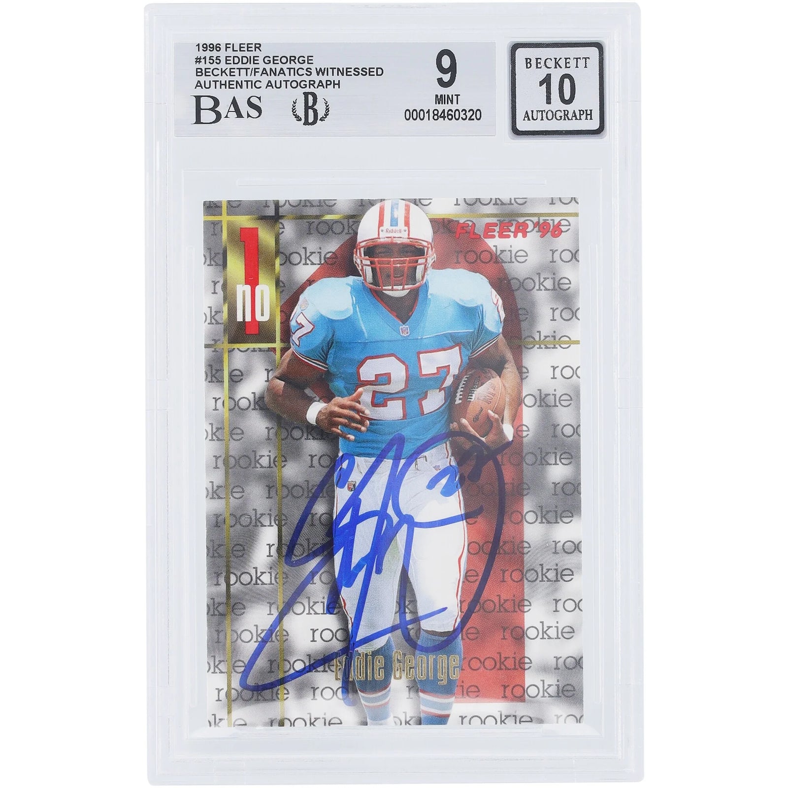 Eddie George Signed 1996 Fleer #155 Rookie Card | Houston Oilers