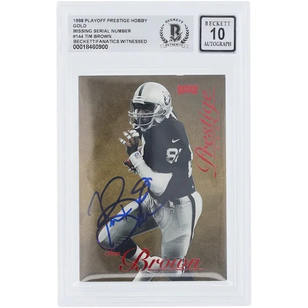 Tim Brown Signed 1998 Playoff Prestige Gold Card #144 | Graded 10