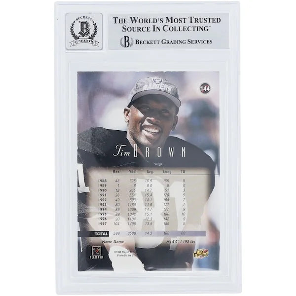 Tim Brown Signed 1998 Playoff Prestige Gold Card #144 | Graded 10