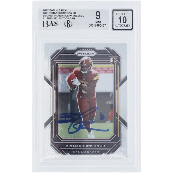 Brian Robinson Jr Signed 2022 Panini Prizm #321 Rookie Card | Beckett Authenticated 9