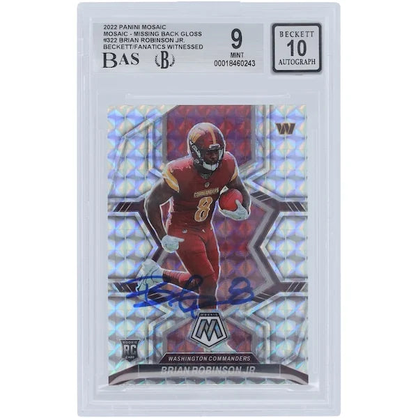 Brian Robinson Jr Signed 2022 Panini Mosaic #322 Rookie Card | Beckett Graded 9