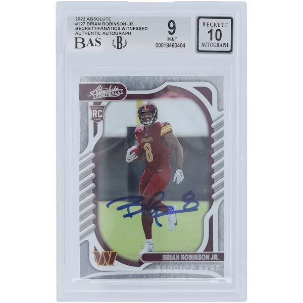 Brian Robinson Jr Signed 2022 Panini Absolute #127 Rookie Card | Graded 9