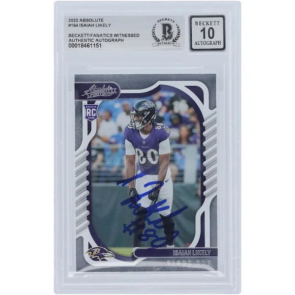 Isaiah Likely Signed 2022 Panini Absolute #164 Rookie Card | Graded 10