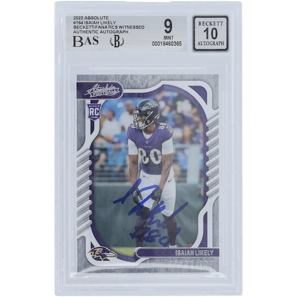 Isaiah Likely Signed 2022 Panini Absolute #164 Rookie Card | Graded 9
