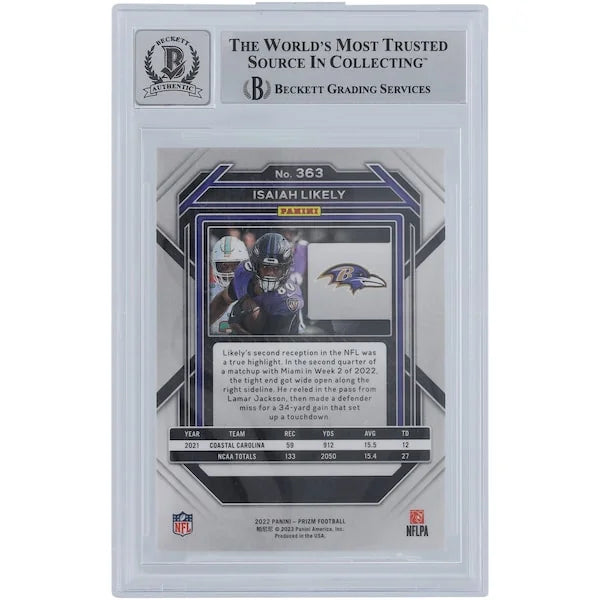 Isaiah Likely Signed 2022 Panini Prizm #363 Rookie Card | Graded 9