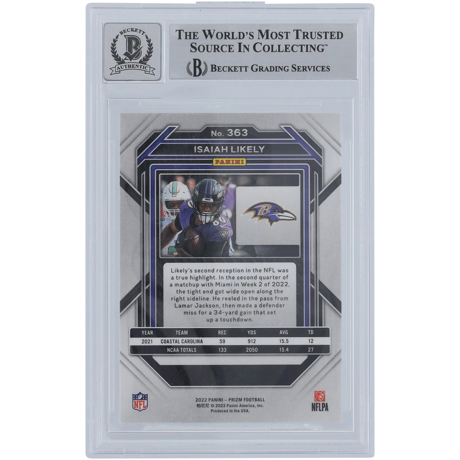 Isaiah Likely Signed 2022 Panini Prizm #363 Rookie Card | Graded 9