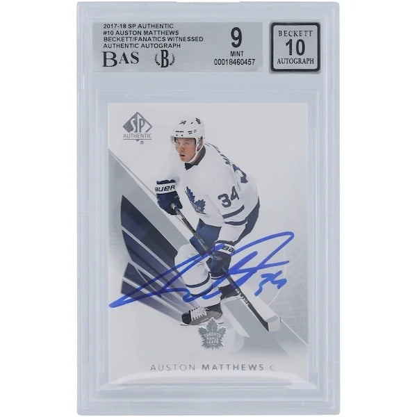 Auston Matthews Signed 2017-18 Upper Deck SP Authentic #10 Card | Beckett 9