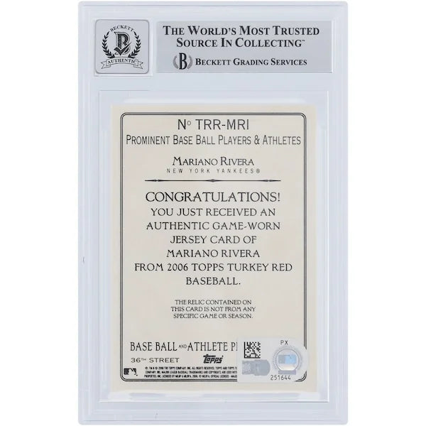 Mariano Rivera Signed 2006 Topps Turkey Red Jersey Relic Card | Beckett Authenticated