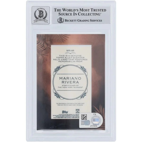 Mariano Rivera Signed 2019 Topps Allen & Ginter Jersey Relic Card | Beckett Graded 10