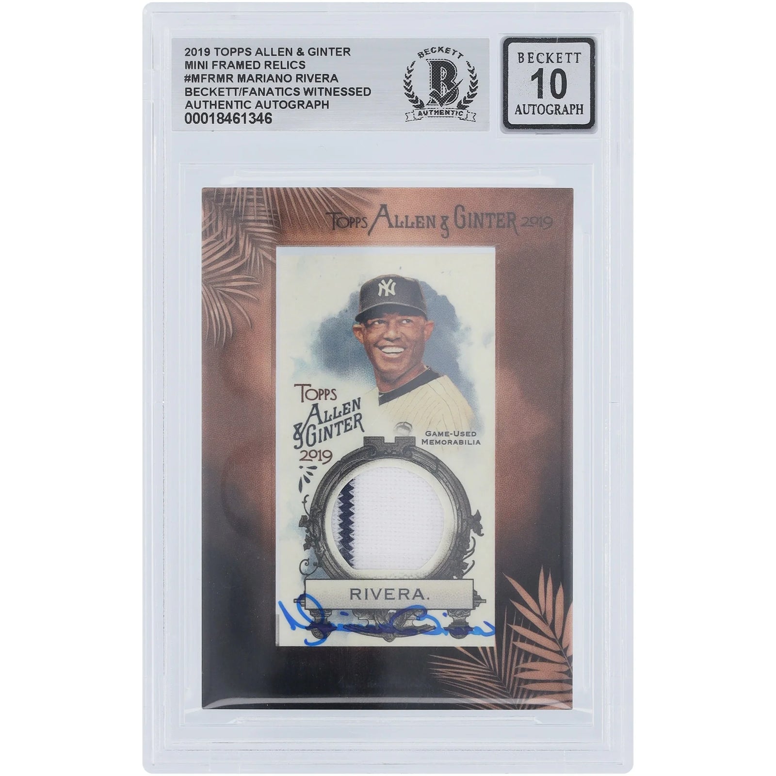 Mariano Rivera Signed 2019 Topps Allen & Ginter Jersey Relic Card | Beckett Graded 10