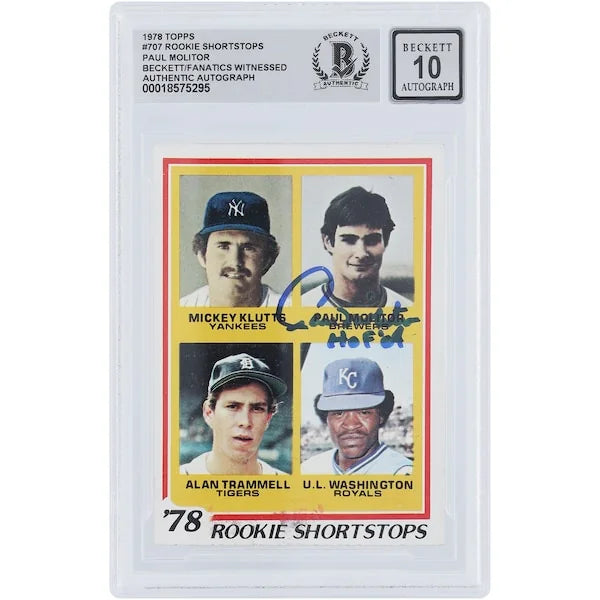 Paul Molitor Signed 1978 Topps Rookie Shortstops #707 | HOF 04 Inscription
