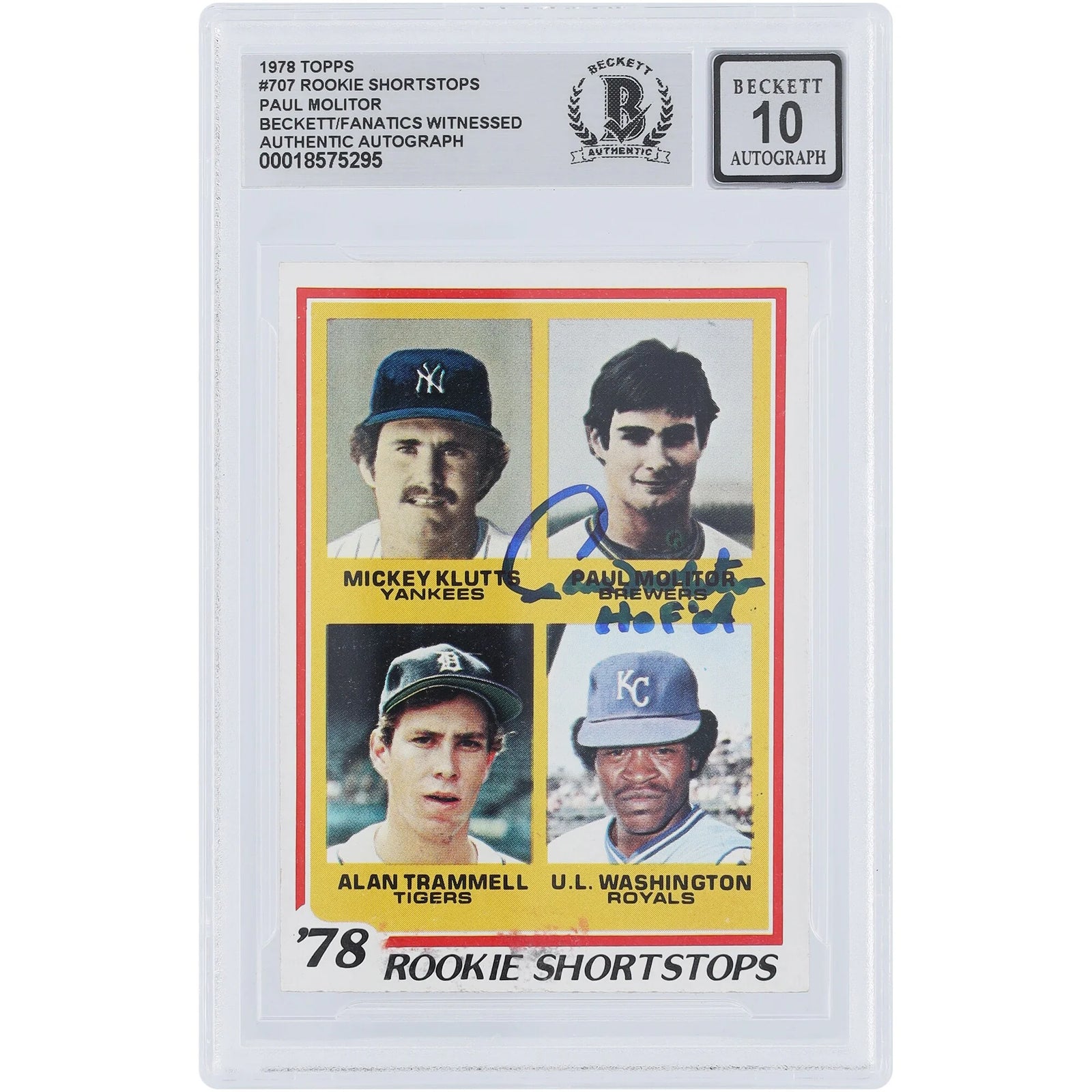 Paul Molitor Signed 1978 Topps Rookie Shortstops #707 | HOF 04 Inscription