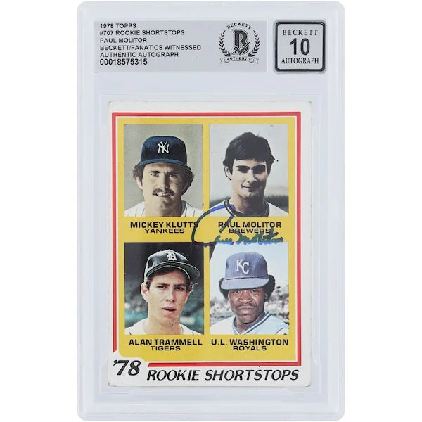 Paul Molitor Signed 1978 Topps Rookie Shortstops #707 | Graded 10