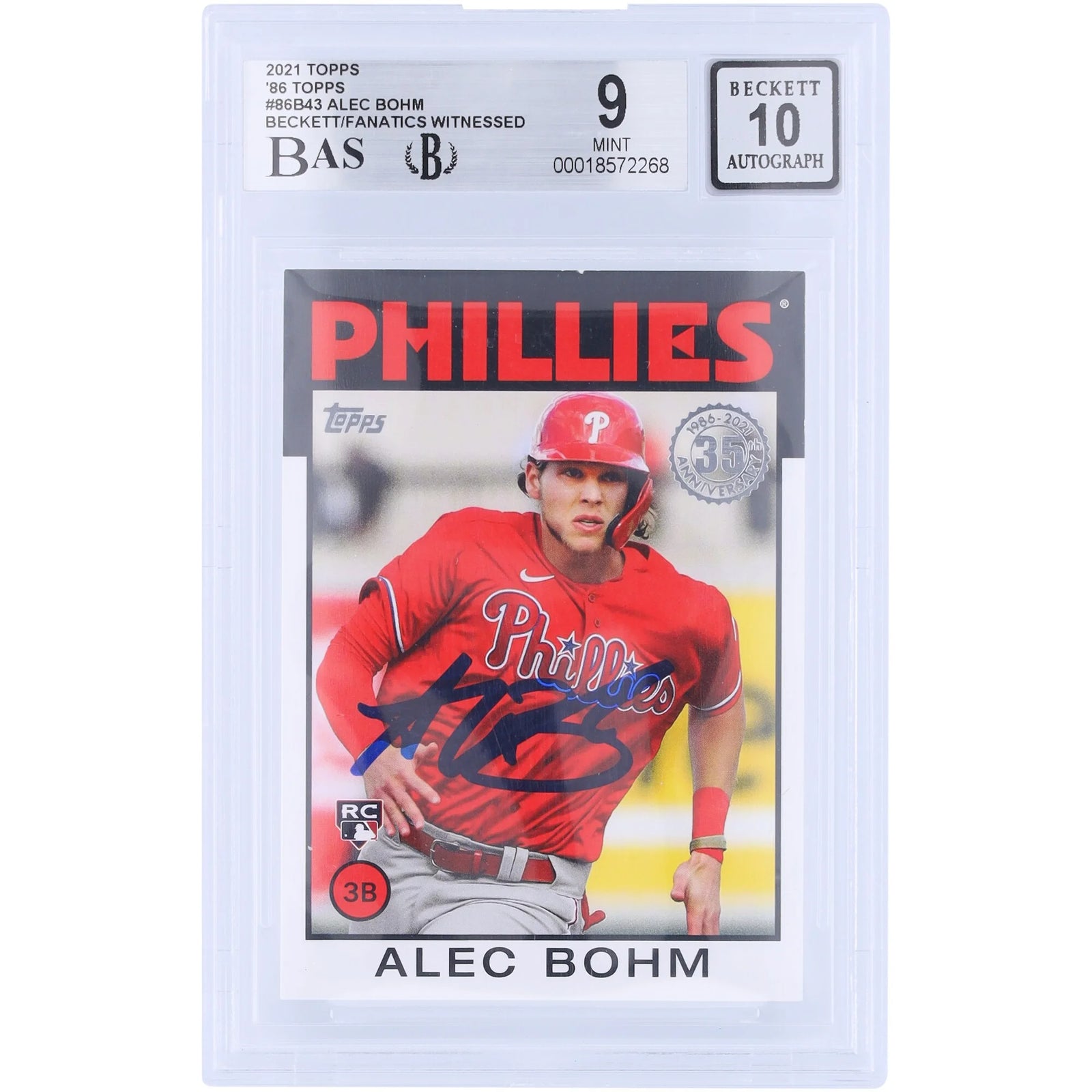 Alec Bohm Signed 2021 Topps '86 Rookie Card #86B-43 | Beckett 9