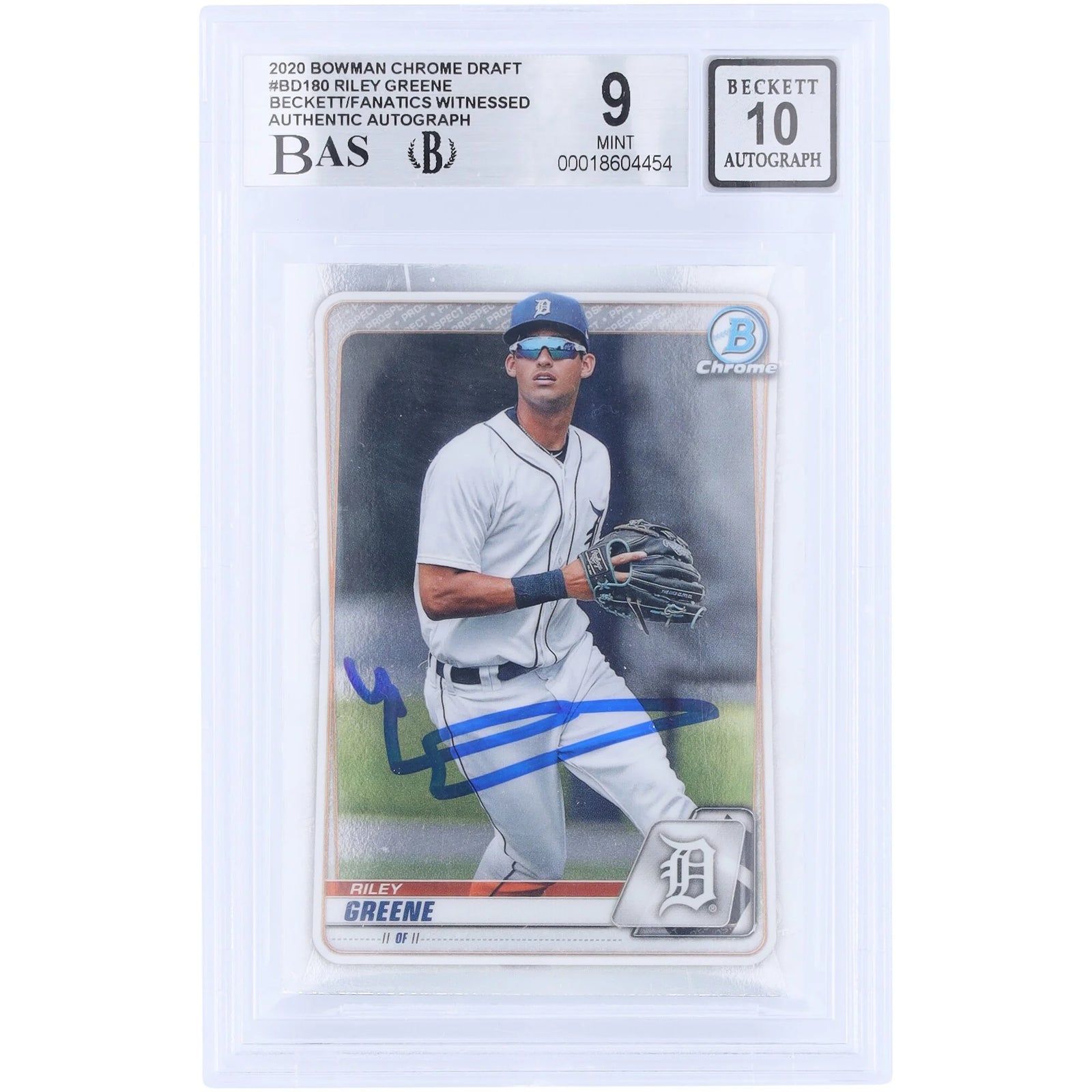 Riley Greene Signed 2020 Topps Chrome Draft #BD-180 | Graded 9
