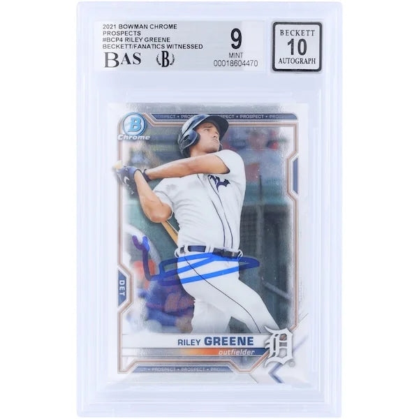 Riley Greene Signed 2021 Topps Bowman Chrome Prospect #BCP-4 | Graded 9