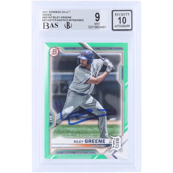 Riley Greene Signed 2021 Topps Bowman Draft Green #BD-107 | Graded 9