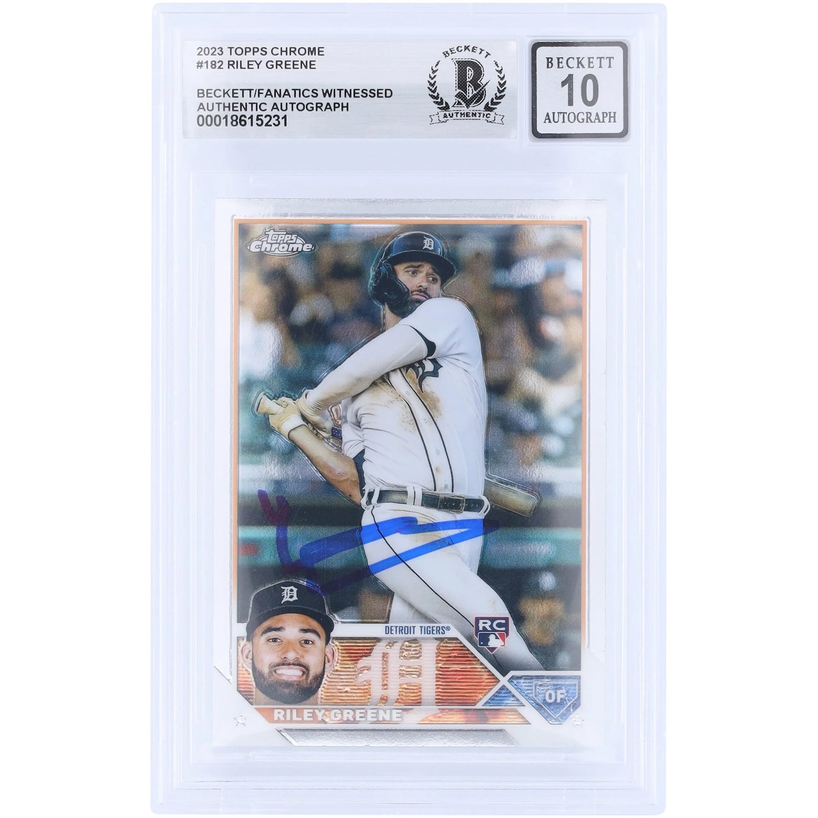 Riley Greene Signed 2023 Topps Chrome #182 Rookie Card | Grade 10
