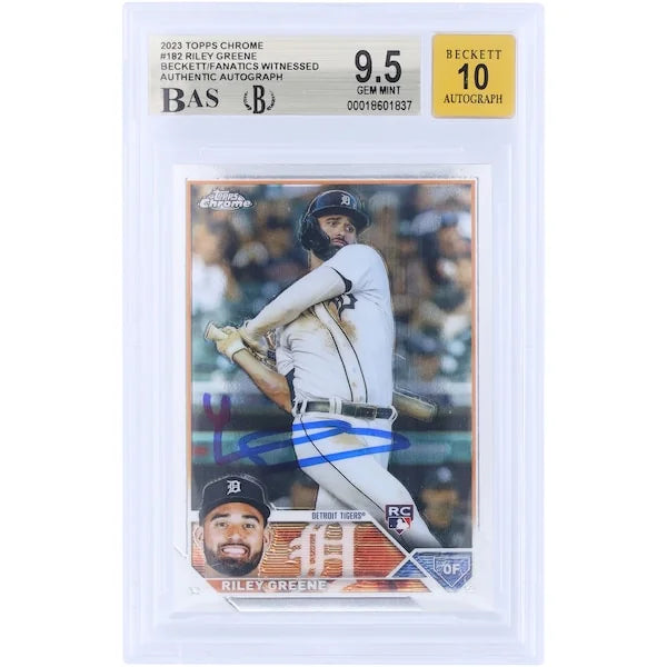 Riley Greene Signed 2023 Topps Chrome #182 Rookie Card | Graded 9.5
